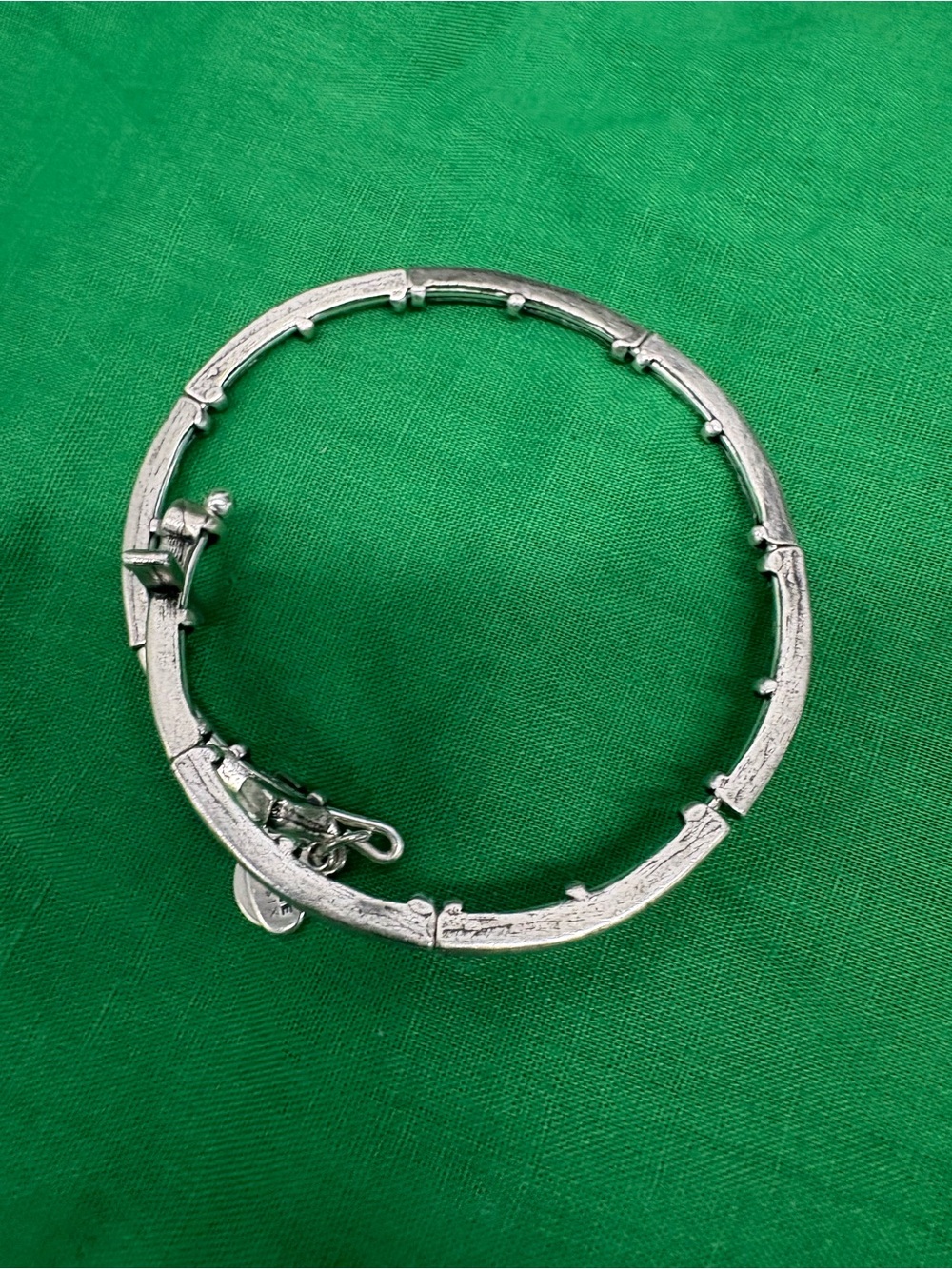 Alex and Ani Silver Tone Hinged Bangle Bracelet w/ Round Dangle Charm Signed